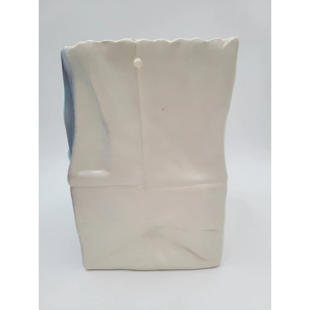 Vintage‎ Halloween Frankenstein Monster Face Ceramic Luminary Bag Candle Holder